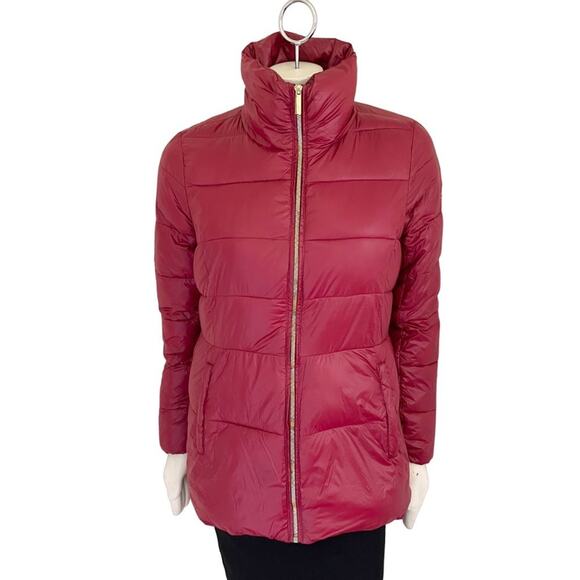 NEW MICHAEL KORS Down Filled Puffer Jacket in Red with Gold hardware SZ M - Picture 2 of 13